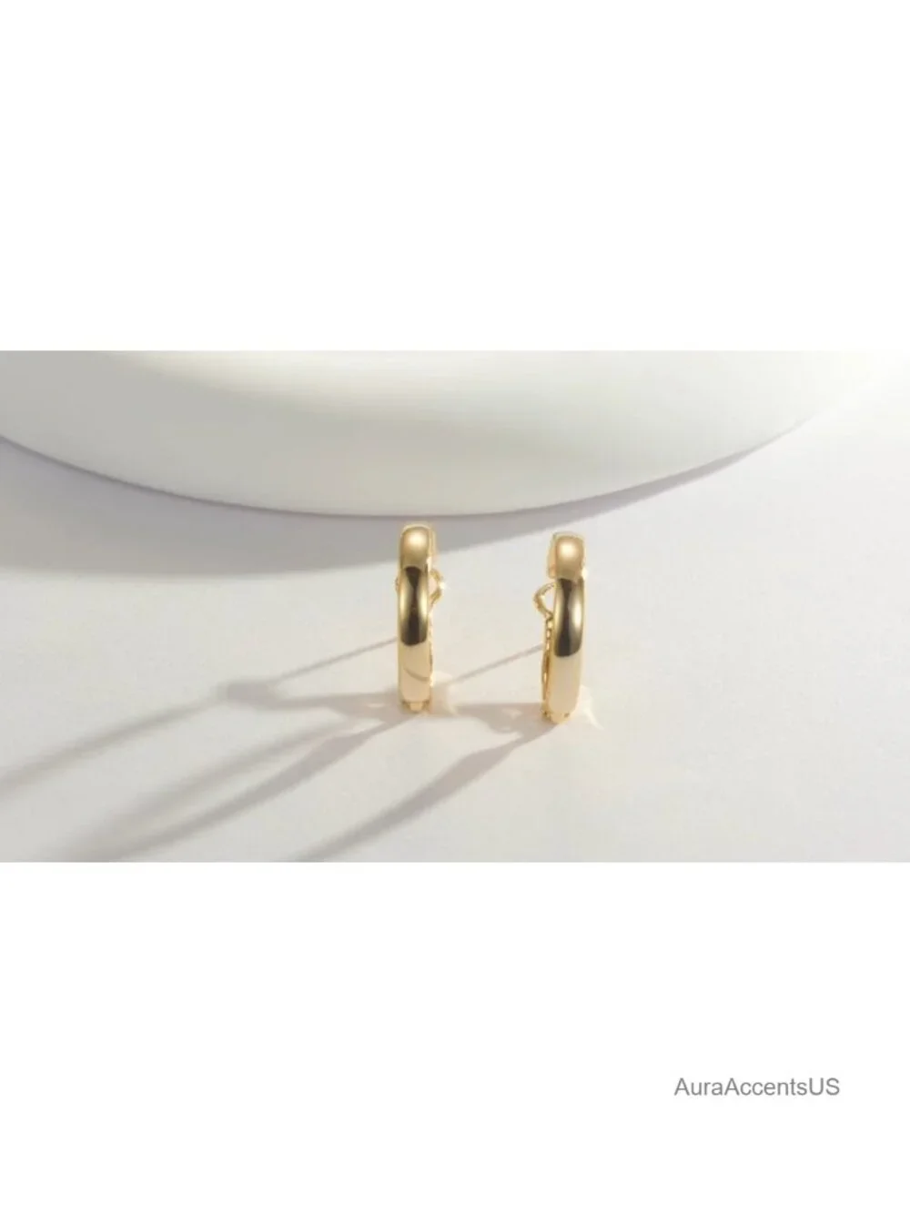 14k Gold Hoop Earrings for Women Chunky Polished Hypoallergenic 30mm
